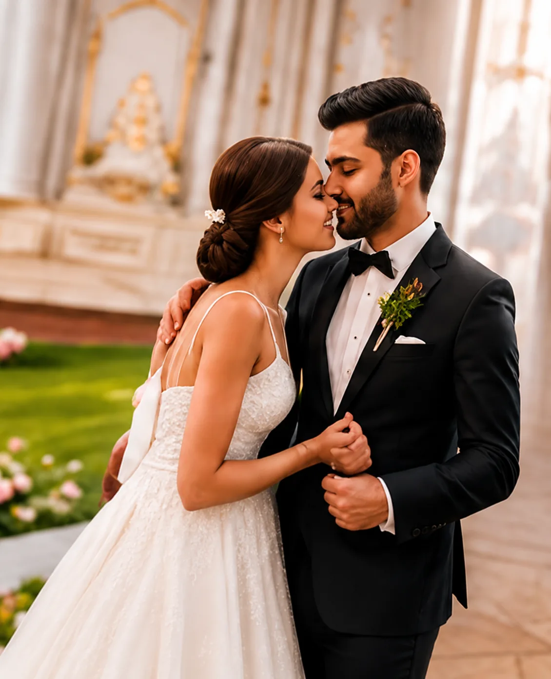 A couple at their wedding ceremony