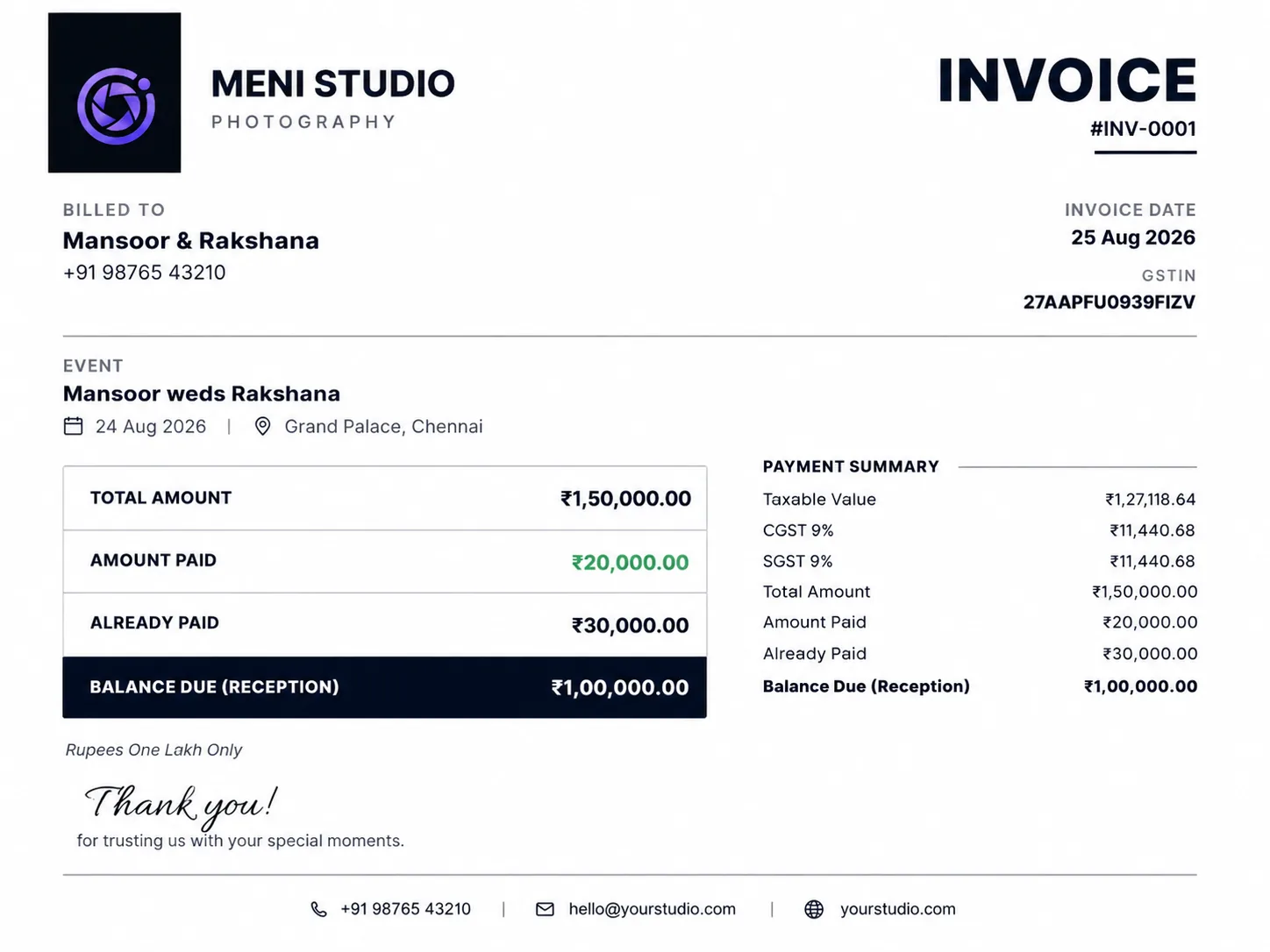 The Bold invoice design