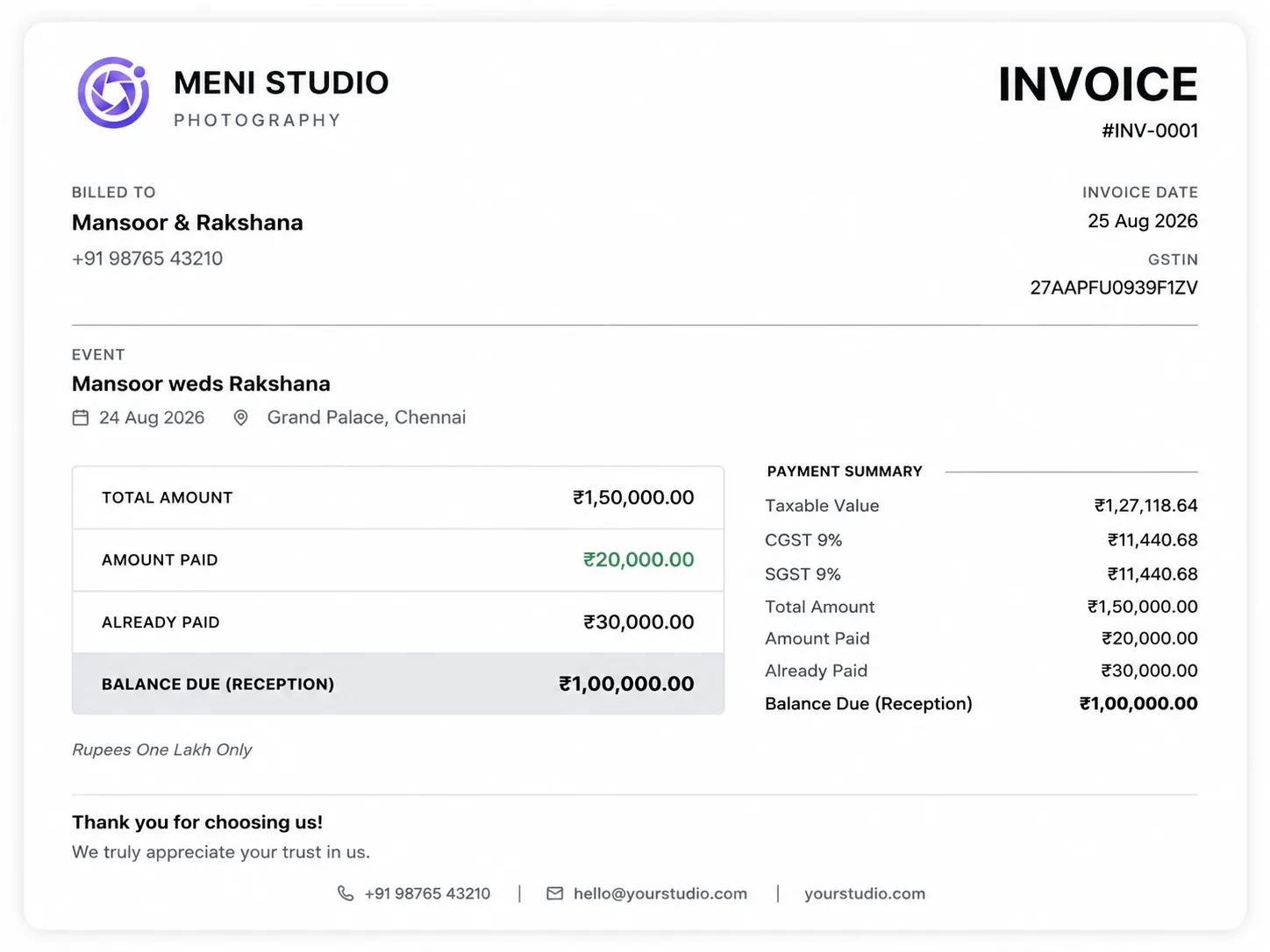 The Classic invoice design