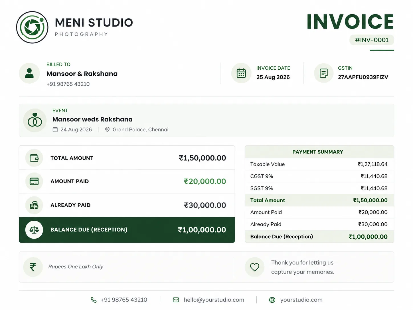 The Natural invoice design